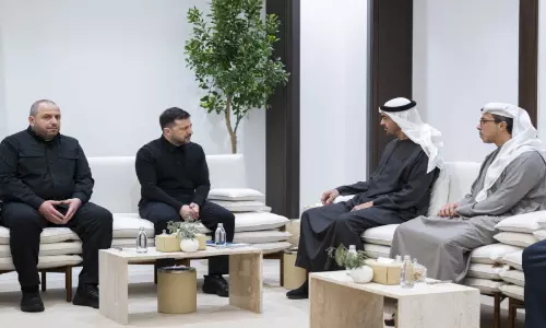 ശൈഖ്​ മുഹമ്മദും യു​ക്രെയ്​ൻ പ്രസിഡന്‍റും കൂടിക്കാഴ്​ച