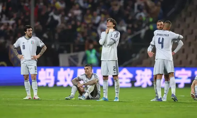 ഇറ്റലിക്ക് യോഗമില്ല! അസൂറികളില്ലാതെ വീണ്ടുമൊരു ലോകകപ്പ്; പ്ലേ ഓഫ് ഫൈനലിൽ ബോസ്നിയയോട് തോറ്റു ഇറ്റലിക്ക് യോഗമില്ല! അസൂറികളില്ലാതെ വീണ്ടുമൊരു ലോകകപ്പ്; പ്ലേ ഓഫ് ഫൈനലിൽ ബോസ്നിയയോട് തോറ്റു