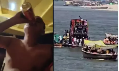 ഗംഗാ നദിയിൽ ബോട്ടിൽ ബിയർ കുടിച്ച് ഡി.ജെ.പാർട്ടി; ഒരാൾ അറസ്റ്റിൽ