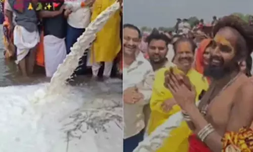 അഭിഷേകത്തിനായി നർമദയിൽ ഒഴുക്കിയത് 11,000 ലിറ്റർ പാൽ; ആചാരത്തിനെതിരെ പരിസ്ഥിതി പ്രവർത്തകർ രംഗത്ത് -വിഡിയോ