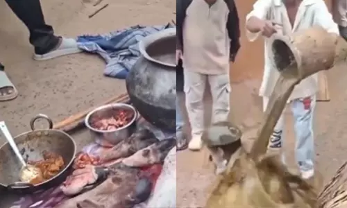 ബീഫ് പാകം ചെയ്തെന്നാരോപിച്ച് ദലിത് യുവാവിന് നേരെ ഗോരക്ഷകരുടെ അതിക്രമം; ചെരുപ്പുമാലയണിയിച്ച് ചാണകവെള്ളം ഒഴിച്ചു ബീഫ് പാകം ചെയ്തെന്നാരോപിച്ച് ദലിത് യുവാവിന് നേരെ ഗോരക്ഷകരുടെ അതിക്രമം; ചെരുപ്പുമാലയണിയിച്ച് ചാണകവെള്ളം ഒഴിച്ചു