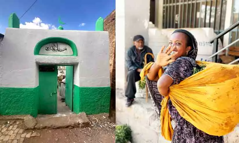 ഹരാറിലെ ഒരു സൂഫി ആരധനാലയം,ഹരാറിലെ വഴിയരികിൽ കണ്ട ഒരു കച്ചവടക്കാരി