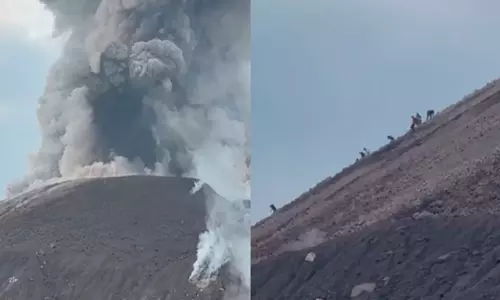 സാന്തിയാഗ്വിറ്റോ അഗ്നിപർവ്വത സ്ഫോടനം; ഗ്വാട്ടിമാലയിൽ സഞ്ചാരികൾ രക്ഷപ്പെട്ടത് തലനാരിഴക്ക്, നടുക്കുന്ന ദൃശ്യങ്ങൾ പുറത്ത്