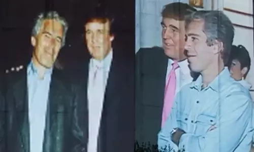 വൈറ്റ് ഹൗസ് കറസ്പോണ്ടന്റ്സ് ഡിന്നറിന് മുന്നോടിയായി വാഷിങ്ങ്ടണിൽ വൻ പ്രതിഷേധം; ട്രംപ്-എപ്സ്റ്റീൻ ദൃശ്യങ്ങൾ വൈറലാകുന്നു -VIDEO