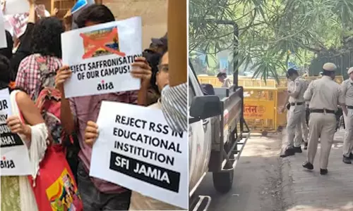 ‘ജാമിഅയിൽ ആർ.എസ്.എസിന് സ്ഥാനമില്ല’-ജാമിഅ കാമ്പസിൽ വിദ്യാർഥി പ്രതിഷേധം; വൻ പൊലീസ് സന്നാഹം