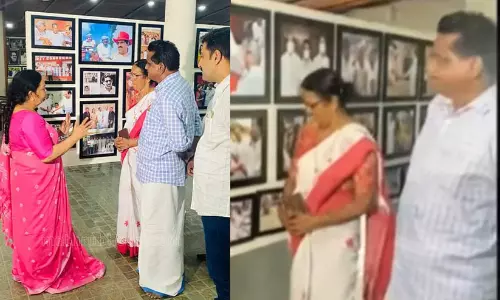 കോടിയേരി ബാലകൃഷ്ണന്‍റെ വീട്ടിലെത്തി ടി.കെ ഗോവിന്ദനും ഭാര്യയും; സ്മൃതി മണ്ഡപത്തിൽ പുഷ്പാർച്ചന നടത്തി