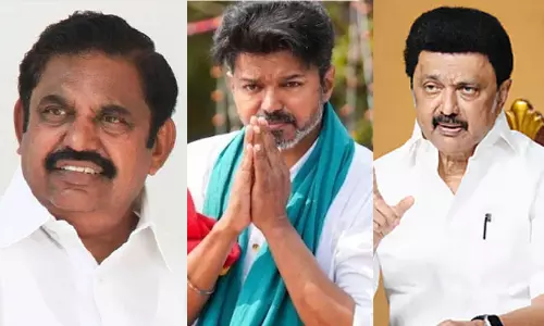 തമിഴ്നാട്ടിൽ അപ്രതീക്ഷിത നീക്കം; വിജയ്ക്കെതിരെ ഡി.എം.കെയും എ.ഐ.എ.ഡി.എം.കെയും സഖ്യത്തിലേക്കെന്ന് സൂചന! തമിഴ്നാട്ടിൽ അപ്രതീക്ഷിത നീക്കം; വിജയ്ക്കെതിരെ ഡി.എം.കെയും എ.ഐ.എ.ഡി.എം.കെയും സഖ്യത്തിലേക്കെന്ന് സൂചന!