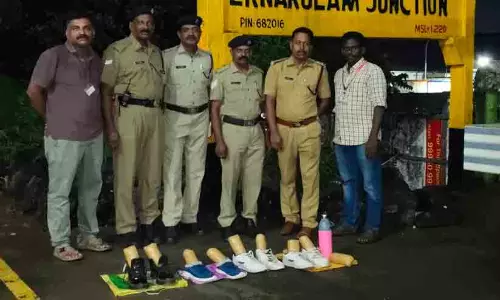 ഷൂസിൽ ഒളിപ്പിച്ച മൂന്ന് കിലോ കഞ്ചാവ് പിടികൂടി