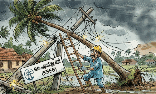 കാ​റ്റും മ​ഴ​യും; കെ.​എ​സ്.​ഇ.​ബി​ക്ക് വ​ൻ ന​ഷ്ടം