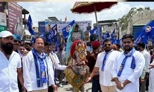 ജാതികോമരങ്ങളെ ഇതാ കണ്ടോളൂ... ഉദയ്പൂരിൽ കൂറ്റൻ പ്രതീകാത്മക ബിന്ദോളി ഘോഷയാത്ര നടത്തി ഭീം ആർമി