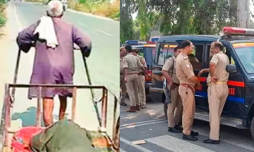 യു.പിയിൽ രോഗിയായ ഭാര്യയെ കൈവണ്ടിയിൽ കൊണ്ടുപോകുന്ന വയോധികൻ; വിഡിയോ വൈറലായതോടെ അന്വേഷണത്തിന് ഉത്തരവ്