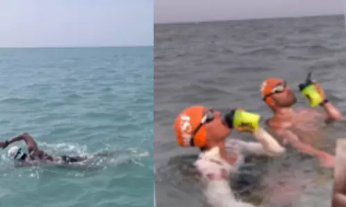 ശ്രീലങ്കയിൽ നിന്ന് ഇന്ത്യയിലേക്ക് രാമസേതു വഴി നീന്തി എത്തി ഐ.ടി ദമ്പതികൾ; ദൗത്യം പൂർത്തിയാക്കിയത് 11 മണിക്കൂർ കൊണ്ട്