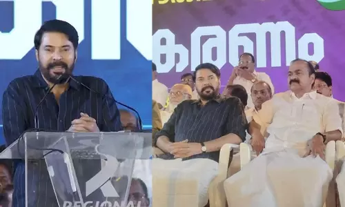 ‘സിനിമയിൽ മുഖ്യമന്ത്രി ആയിട്ടുണ്ട്, എന്നാൽ യഥാർഥ മുഖ്യമന്ത്രിയായിരിക്കുക നല്ല ബുദ്ധിമുട്ടാണെ’ന്ന് മമ്മൂട്ടി; കൊച്ചിയിൽ വി.ഡി. സതീശന് സ്വീകരണം