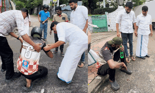 അപകടത്തിൽപ്പെട്ട സ്കൂട്ടർ യാത്രക്കാരന് സഹായവുമായി കൃഷിമന്ത്രി ടി. സിദ്ദിഖ്