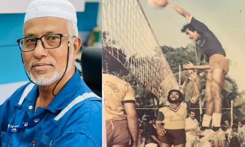 പ്രവാസ സ്മാഷുകൾക്ക് ‘ബ്ലോക്ക്’; പ്രശസ്ത വോളിബാൾ താരം എ.പി. ഹമീദ് അബൂദബിയുടെ കളം വിടുന്നു
