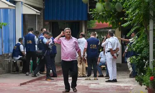 TMC leader Kalyan Banerjee during a search operation at TMC party office