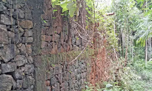 യാ​ത്ര​ക്കാ​ർ​ക്ക് ഭീ​ഷ​ണി​യാ​യി റോ​ഡി​ന്റെ പാ​ർ​ശ്വ​ഭി​ത്തി​