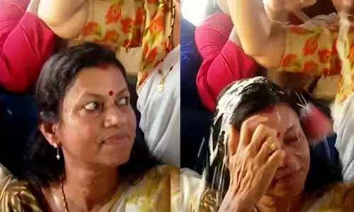 പ്രിയദർശിനി ഉദ്ഘാടനം; ബസ് യാത്രക്കിടെ മന്ത്രി ബിന്ദു കൃഷ്ണയുടെ തലയിൽ ചൂട് പായസം വീണു