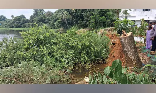 പുരയിടം മണിമലയാറ്റിലേക്ക് ഇടിഞ്ഞുവീണു