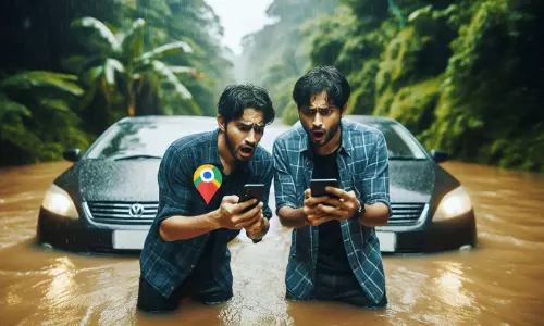 ഗൂഗിൾ മാപ്പ് നോക്കി ഓടിച്ച കാർ കൊക്കയിൽ വീണു