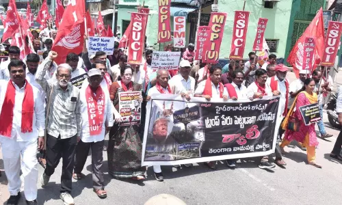 Left Parties protest at hyderabad