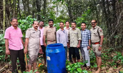 ചാരായം വാറ്റാൻ പാകപ്പെടുത്തിയ 210 ലിറ്റർ വാഷ് പിടികൂടി