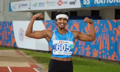 വെയ്റ്റ് ആൻഡ് സി..., വനിത ലോങ്ജംപിൽ പുതിയ ചരി​ത്രം കുറിച്ച് ആ​ൻ​സി സോ​ജ​ൻ