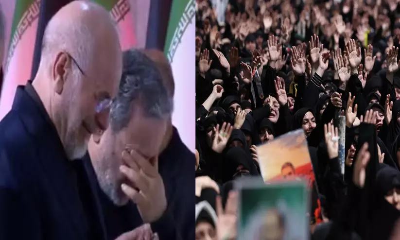വികാരനിർഭരം! ഖാംനഈയുടെ അന്ത്യയാത്രയിൽ വിങ്ങിപ്പൊട്ടി സ്പീക്കറും വിദേശകാര്യ മന്ത്രിയും, മകൻ മുജ്തബ വിട്ടുനിന്നു? വികാരനിർഭരം! ഖാംനഈയുടെ അന്ത്യയാത്രയിൽ വിങ്ങിപ്പൊട്ടി സ്പീക്കറും വിദേശകാര്യ മന്ത്രിയും, മകൻ മുജ്തബ വിട്ടുനിന്നു?