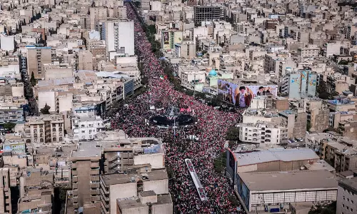 People gathered for the funeral procession