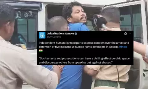 പൗര സ്വാതന്ത്ര്യത്തെ ഭയപ്പെടുത്തി നിശ്ശബ്ദമാക്കരുത്; അസം കസിരംഗ പ്രതിഷേധത്തിലെ അഞ്ച് മനുഷ്യാവകാശ പ്രവർത്തകരെ ഉടൻ മോചിപ്പിക്കണമെന്ന് യുഎൻ പൗര സ്വാതന്ത്ര്യത്തെ ഭയപ്പെടുത്തി നിശ്ശബ്ദമാക്കരുത്; അസം കസിരംഗ പ്രതിഷേധത്തിലെ അഞ്ച് മനുഷ്യാവകാശ പ്രവർത്തകരെ ഉടൻ മോചിപ്പിക്കണമെന്ന് യുഎൻ