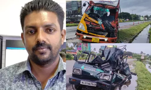 നിർത്തിയിട്ട ലോറിക്ക് പിന്നിൽ മീൻ വാൻ ഇടിച്ചു കയറി ഒരാൾ മരിച്ചു