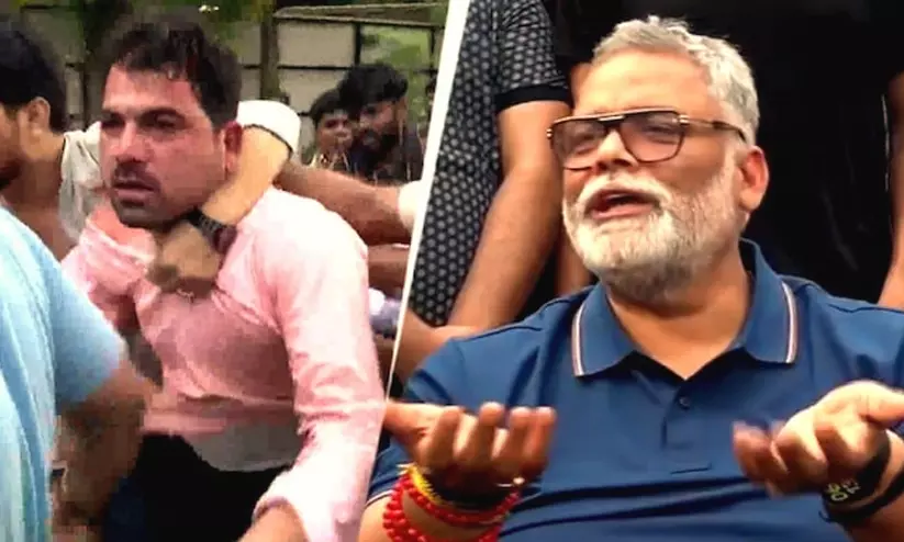 Pappu Yadav Attacked With Shoe Pappu Yadav Attacked With Shoe