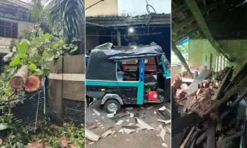 കാറ്റും മഴയും; തലശ്ശേരിയിൽ പരക്കെ നാശം കാറ്റും മഴയും; തലശ്ശേരിയിൽ പരക്കെ നാശം