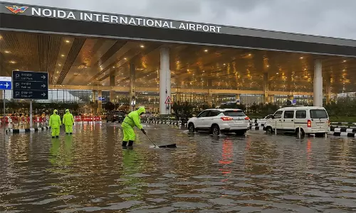 Noida airport floods in heavy rain
