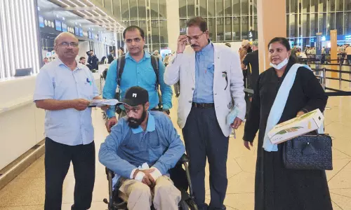 സൗദിയിൽ കെട്ടിടത്തിൽ നിന്ന് വീണ് പരിക്കേറ്റ കന്യാകുമാരി സ്വദേശി ഷിജു നാട്ടിലെത്തി