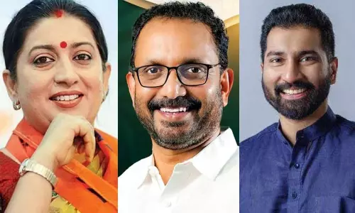 Smriti Irani, K. Surendran, Anil Antony Smriti Irani, K. Surendran, Anil Antony