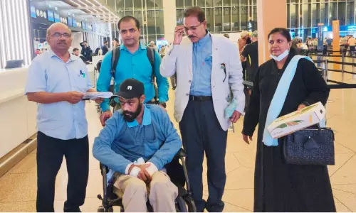 കെ​ട്ടി​ട​ത്തി​ൽനി​ന്ന് വീ​ണ് പ​രി​ക്കേ​റ്റ ക​ന്യാ​കു​മാ​രി സ്വ​ദേ​ശി നാ​ടണഞ്ഞു