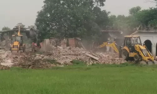 Bulldozer demolition action at 59-year-old madrasa in Siddharthnagar Uttar Pradesh amid police security