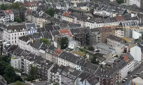 Aerial view of a European city representing lifestyle and cost of living in Europe Aerial view of a European city representing lifestyle and cost of living in Europe