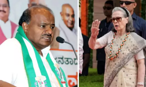 Union Minister HD Kumaraswamy and Sonia Gandhi