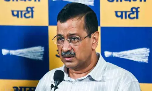 AAP National Convener Arvind Kejriwal addressing a press conference criticizing the central governments ethanol policy. AAP National Convener Arvind Kejriwal addressing a press conference criticizing the central governments ethanol policy.