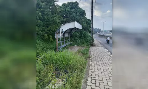 കാടുമൂടി കാത്തിരിപ്പുകേന്ദ്രം; ബസ് കാത്തുനിൽക്കുന്നവർക്ക് ഭീഷണി