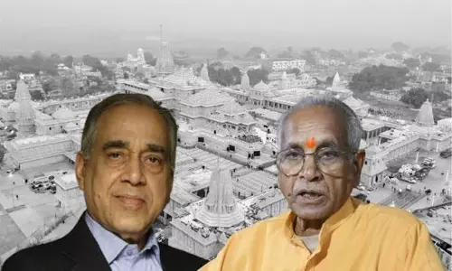 Former Trust General Secretary Champat Rai and Construction Committee Chairman Nripendra Misra.