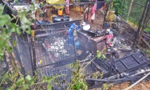 ഗ്യാസ് സിലിണ്ടർ പൊട്ടിത്തെറിച്ച് ഷെഡിന് തീപിടിച്ചു