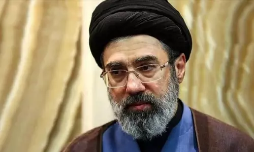 Irans Supreme Leader Ayatollah Ali Khameneis son Mojtaba Khamenei appearing in a rare video addressing students.