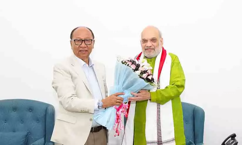 Manipur Chief Minister Yumnam Khemchand Singh meeting Union Home Minister Amit Shah in New Delhi Manipur Chief Minister Yumnam Khemchand Singh meeting Union Home Minister Amit Shah in New Delhi