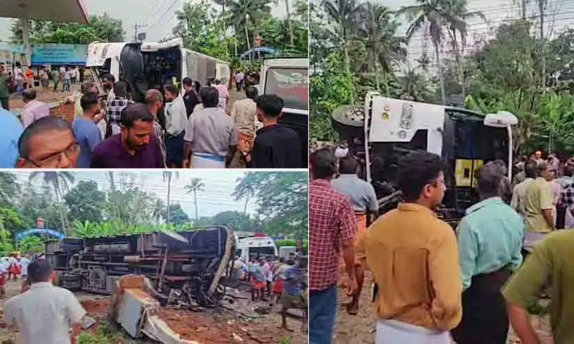 koothattukulam-tourist-bus-accident-35-injured-petrol-pump koothattukulam-tourist-bus-accident-35-injured-petrol-pump