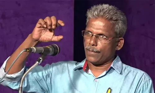 Dalit thinker and activist Sunny M Kapicad representing news on constitutional free speech and ideological critique.