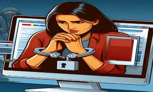 Cyber crime warning illustration representing prolonged digital arrest fraud case in Madhya Pradesh.