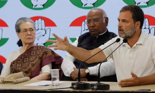 Leader of Opposition Rahul Gandhi speaking on Congress issues and defending party president Mallikarjun Kharge.